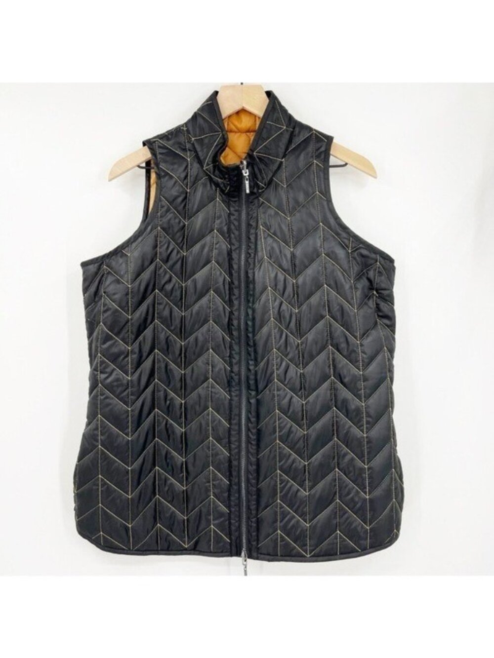 Bylyse Reversible Black Gold Zip Vest Women's XL Outdoor Spenard Quilted